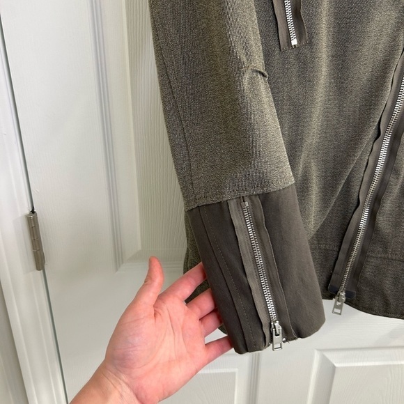 All Saints Zulia Biker Jacket/coat in Khaki Green US 6 trendy designer - Picture 3 of 11